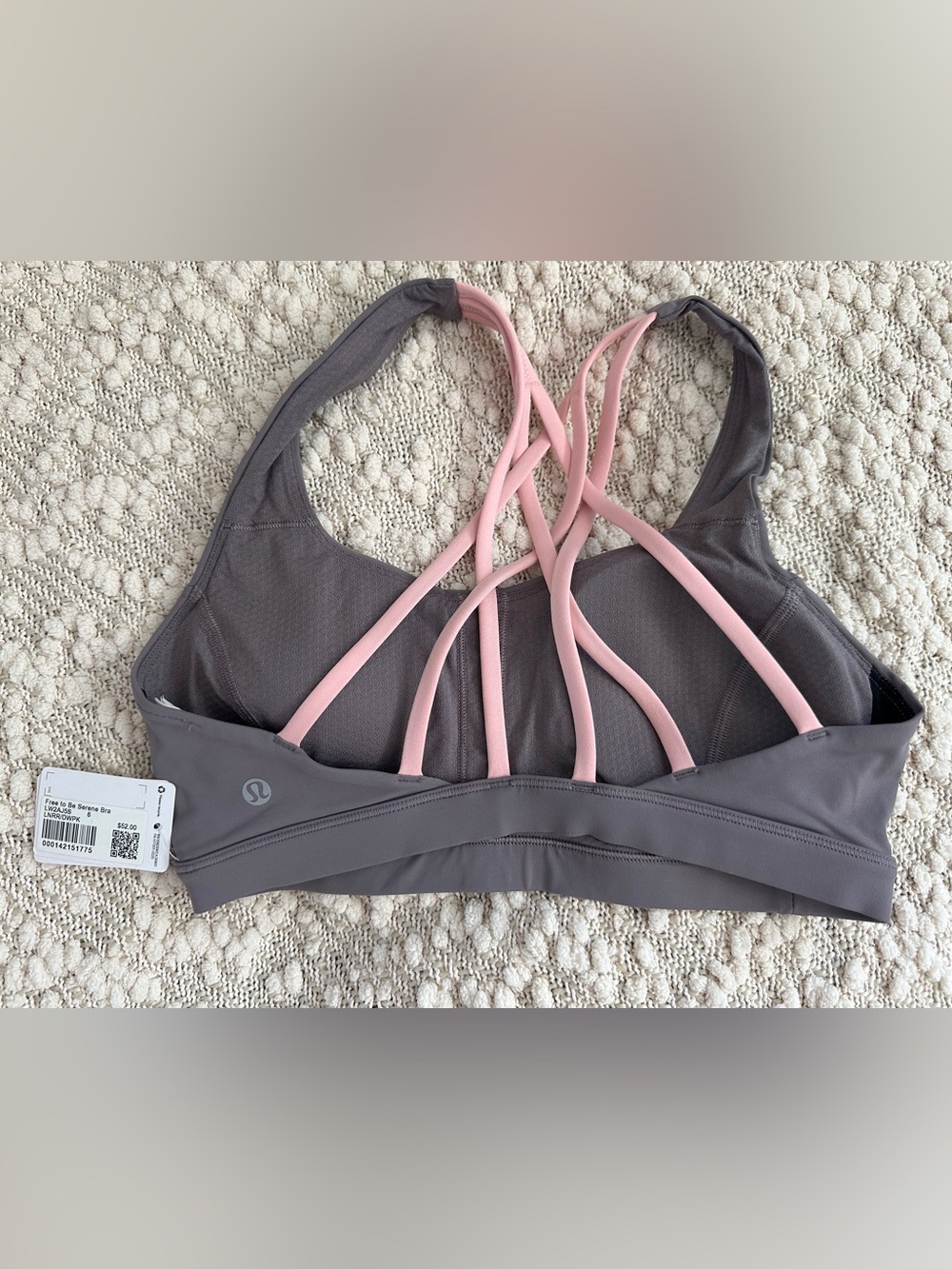 Lululemon Free To Be Serene Bra Lunar Rock/Dew Pink NWT 6 Discontinued Style
